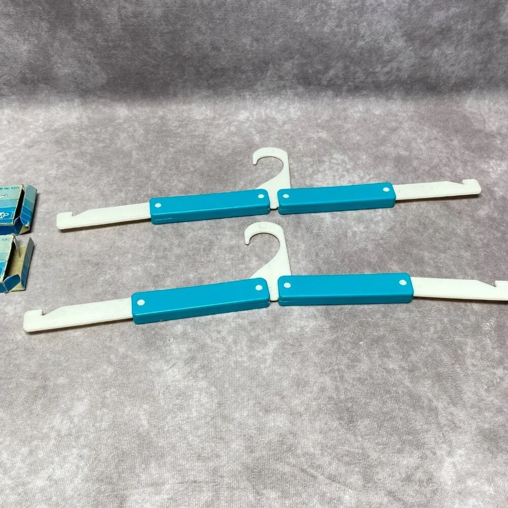 Vintage MP Foldable Plastic Hanger Set For Shirt and Coats White & Turquoise